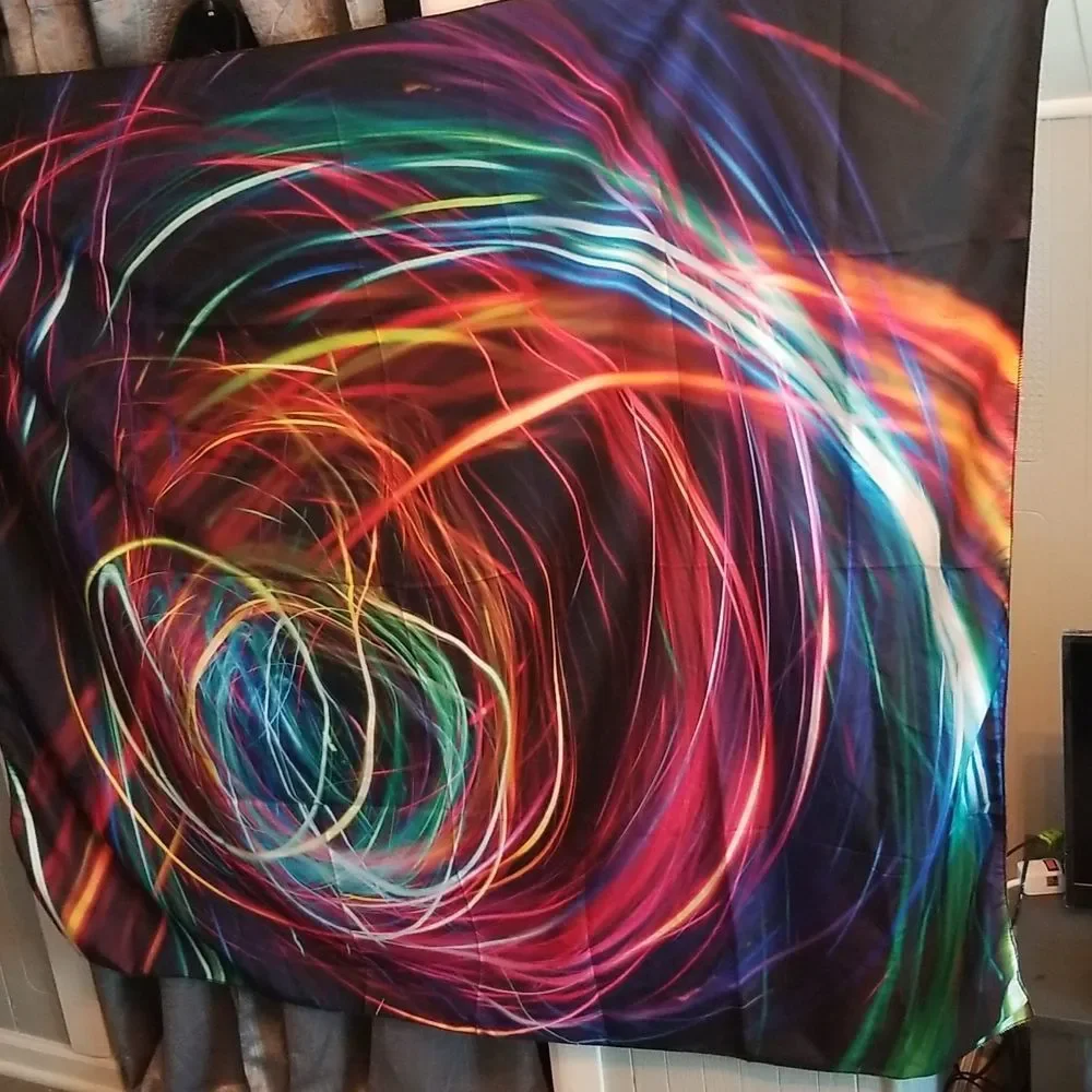 Electrifying Colorful Circle Lines Psychedelic Graphic Tapestry NWOT 50